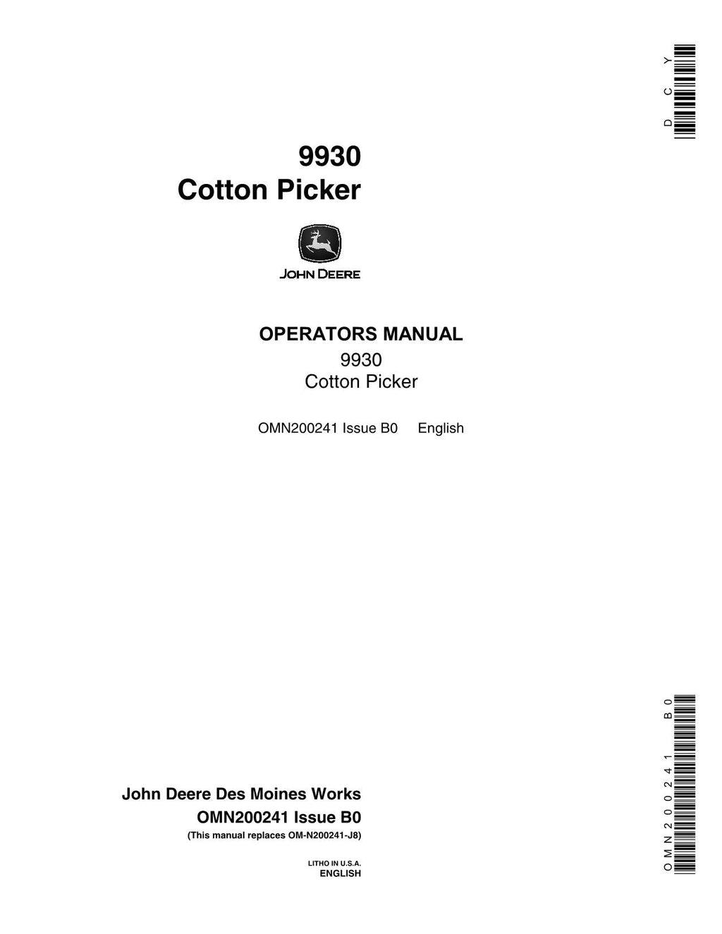 JOHN DEERE 9930 MANUAL DEL OPERADOR DE LA RECOLECTORA DE ALGODÓN N.° 3