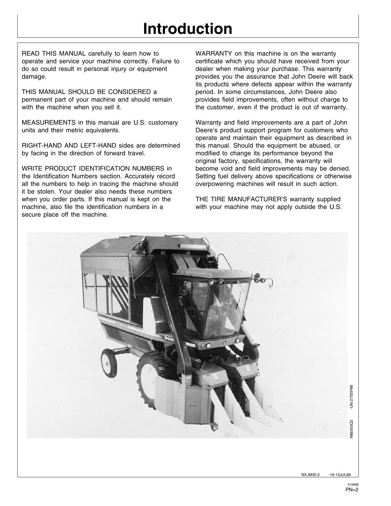 JOHN DEERE 9930 MANUAL DEL OPERADOR DE LA RECOLECTORA DE ALGODÓN N.° 3