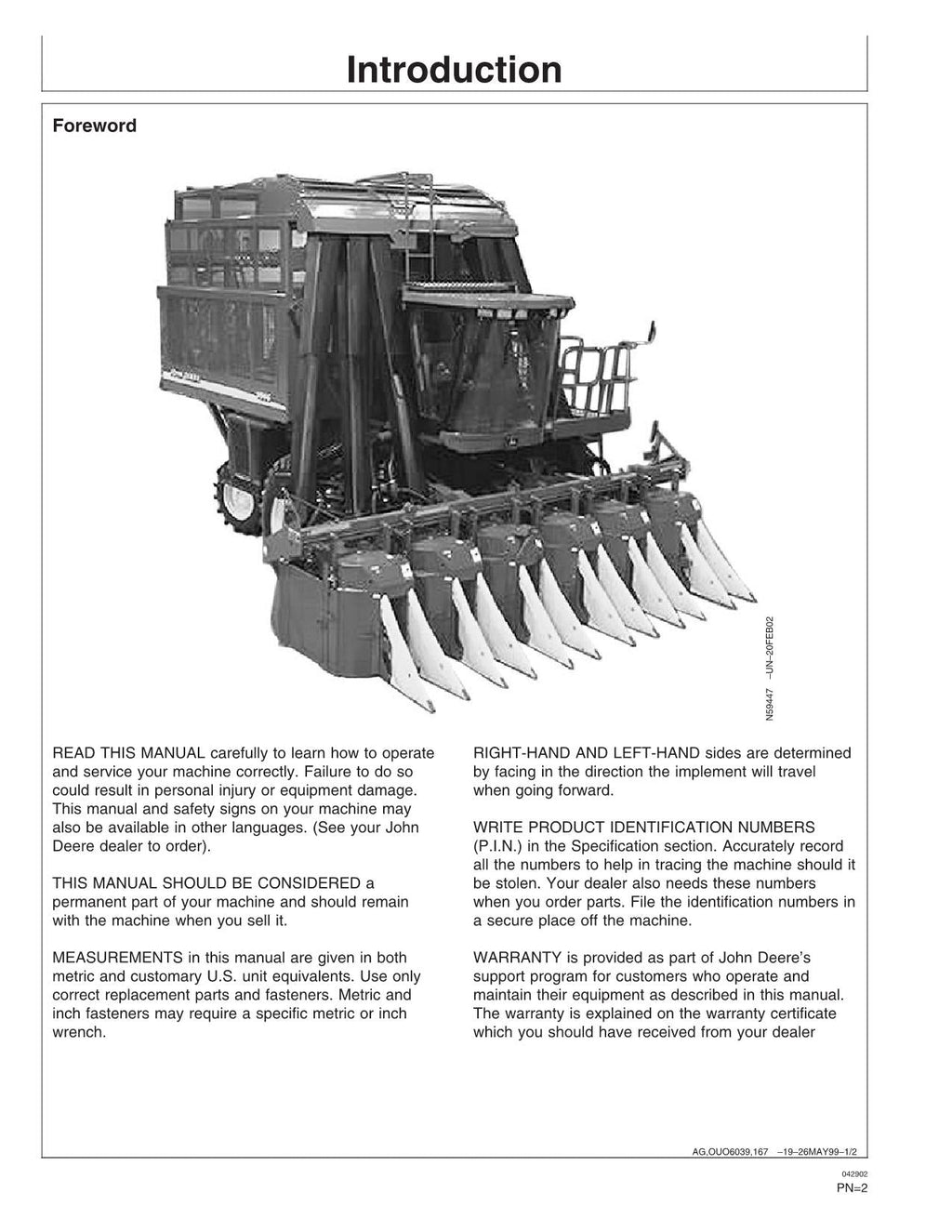 JOHN DEERE 9986 MANUAL DEL OPERADOR DE LA RECOLECTORA DE ALGODÓN N.° 4