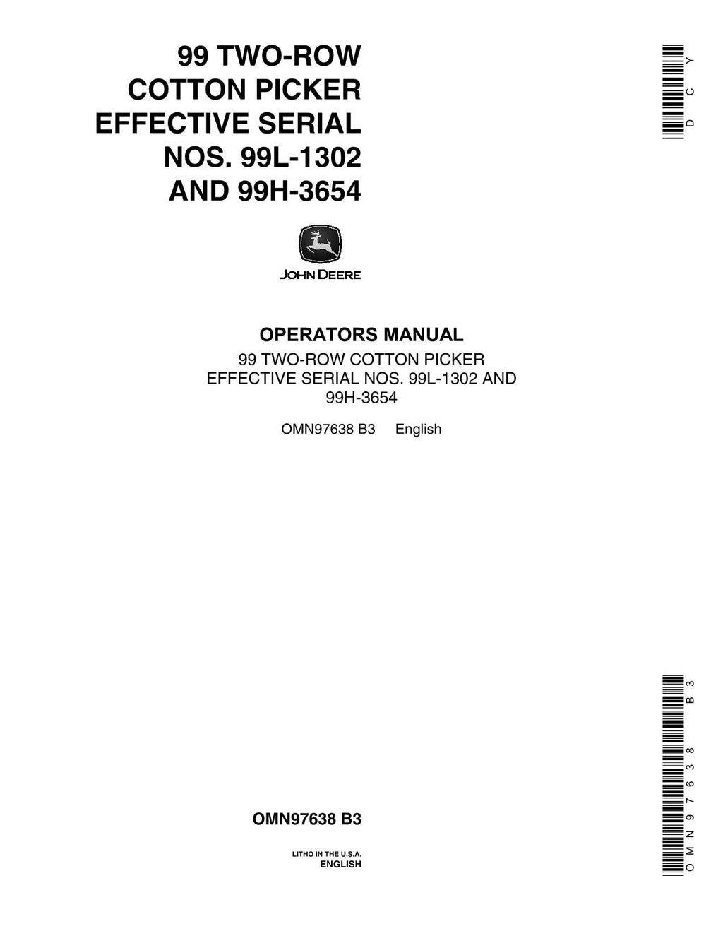 MANUAL DEL OPERADOR DE LA RECOLECTORA DE ALGODÓN JOHN DEERE 99 N.° 6