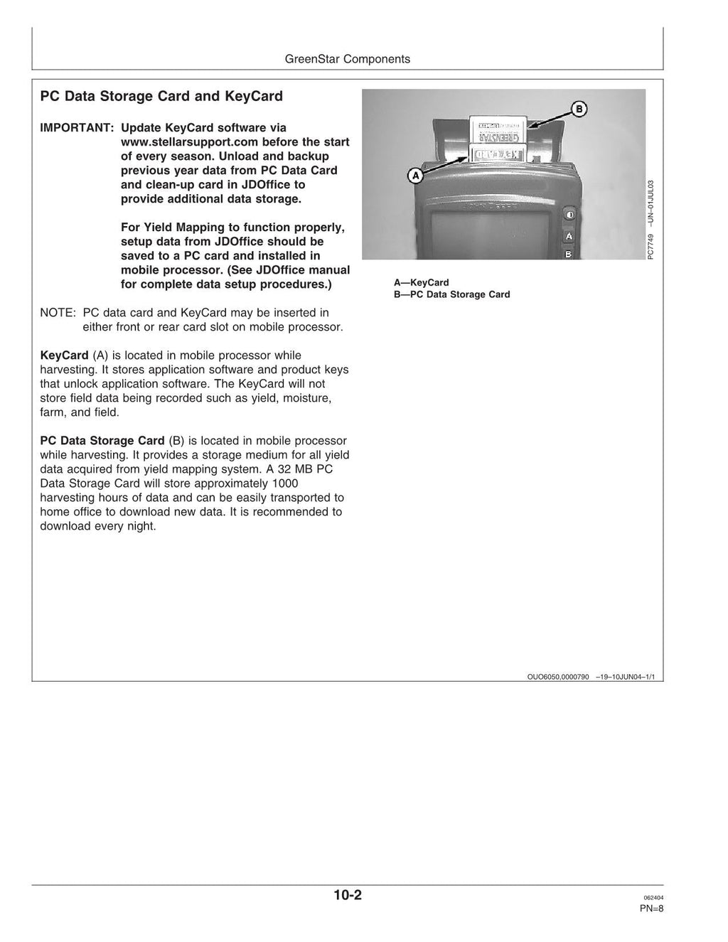 JOHN DEERE 9986 AMS GREENSTAR MANUAL DEL OPERADOR DE LA RECOLECTORA DE ALGODÓN