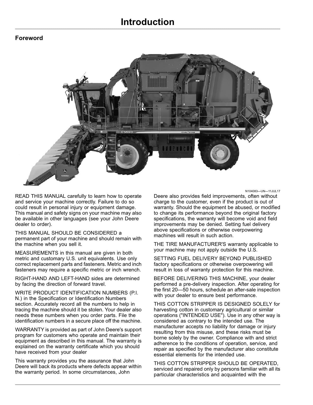 MANUAL DEL OPERADOR DE LA RECOLECTORA DE ALGODÓN JOHN DEERE CS690 N.° 6