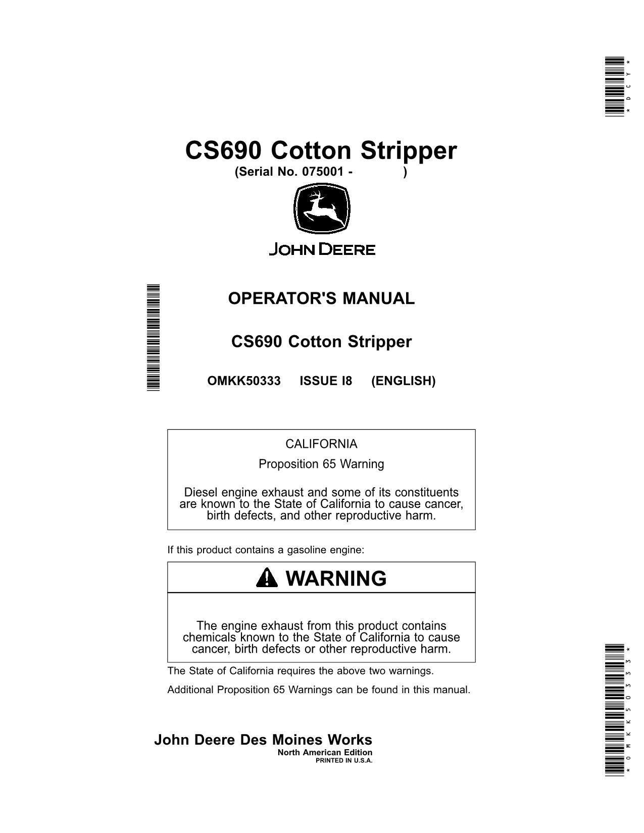 MANUAL DEL OPERADOR DE LA RECOLECTORA DE ALGODÓN JOHN DEERE CS690 N.° 6