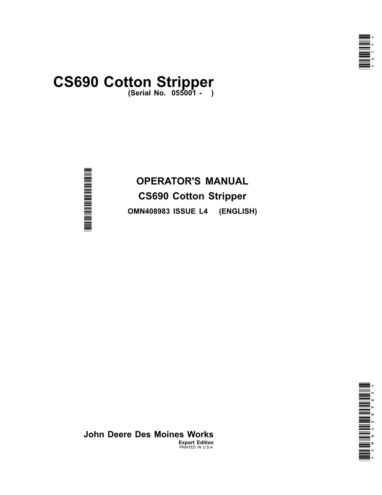 JOHN DEERE CS690 MANUAL DEL OPERADOR DE LA RECOLECTORA DE ALGODÓN N.° 13