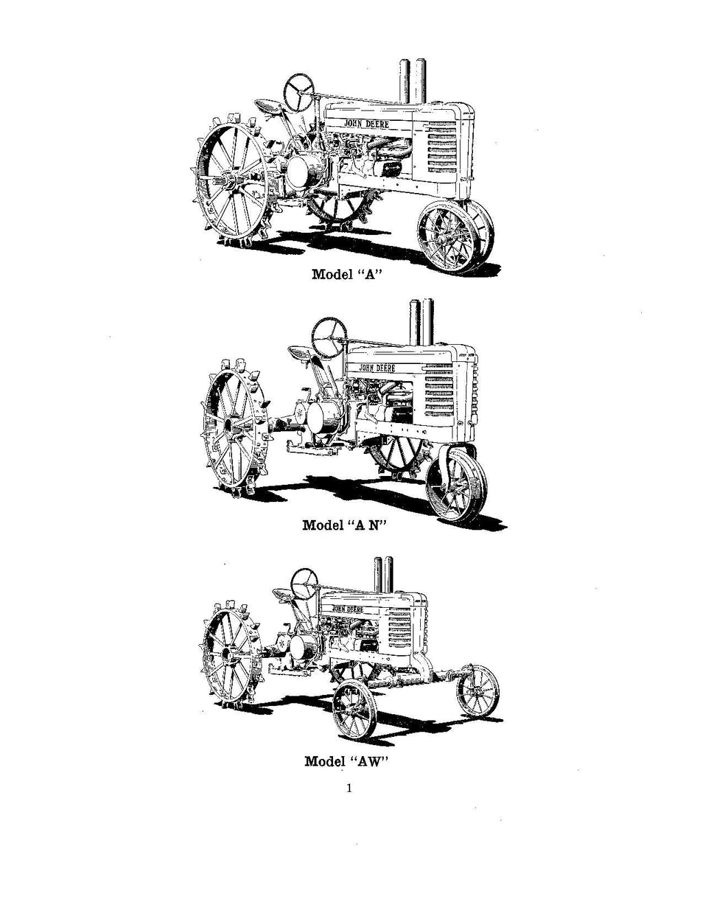 Catálogo de piezas del tractor John Deere A AO AR AW AN Manual