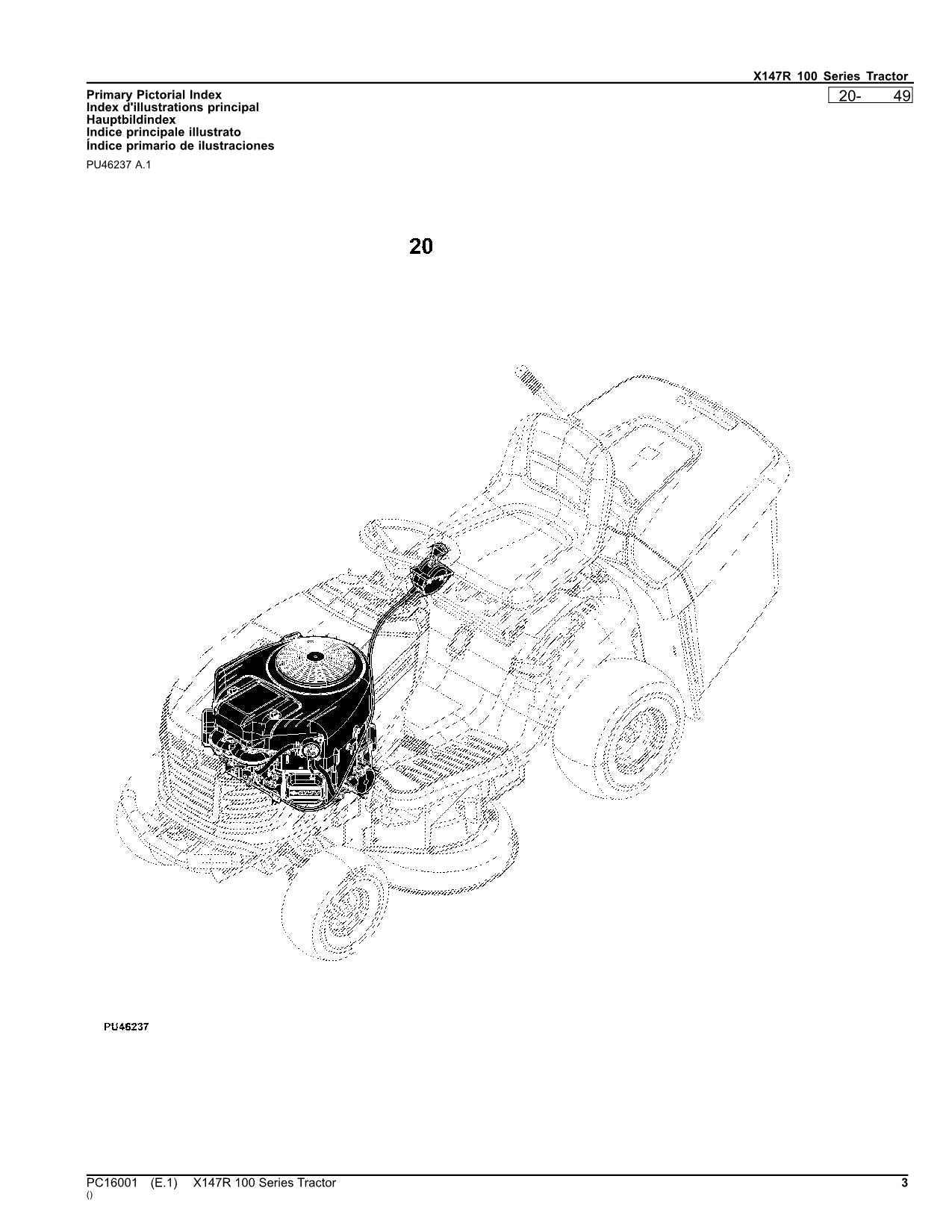 MANUAL DEL CATÁLOGO DE PIEZAS DEL TRACTOR JOHN DEERE X147R