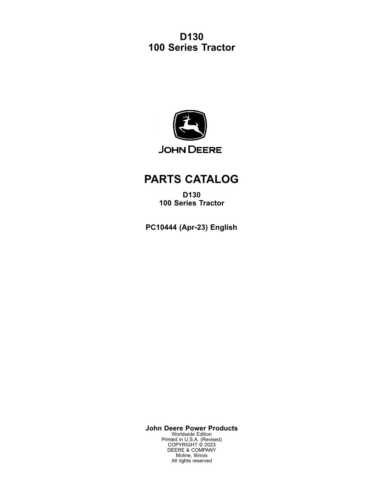 MANUAL DEL CATÁLOGO DE PIEZAS DEL TRACTOR JOHN DEERE D130