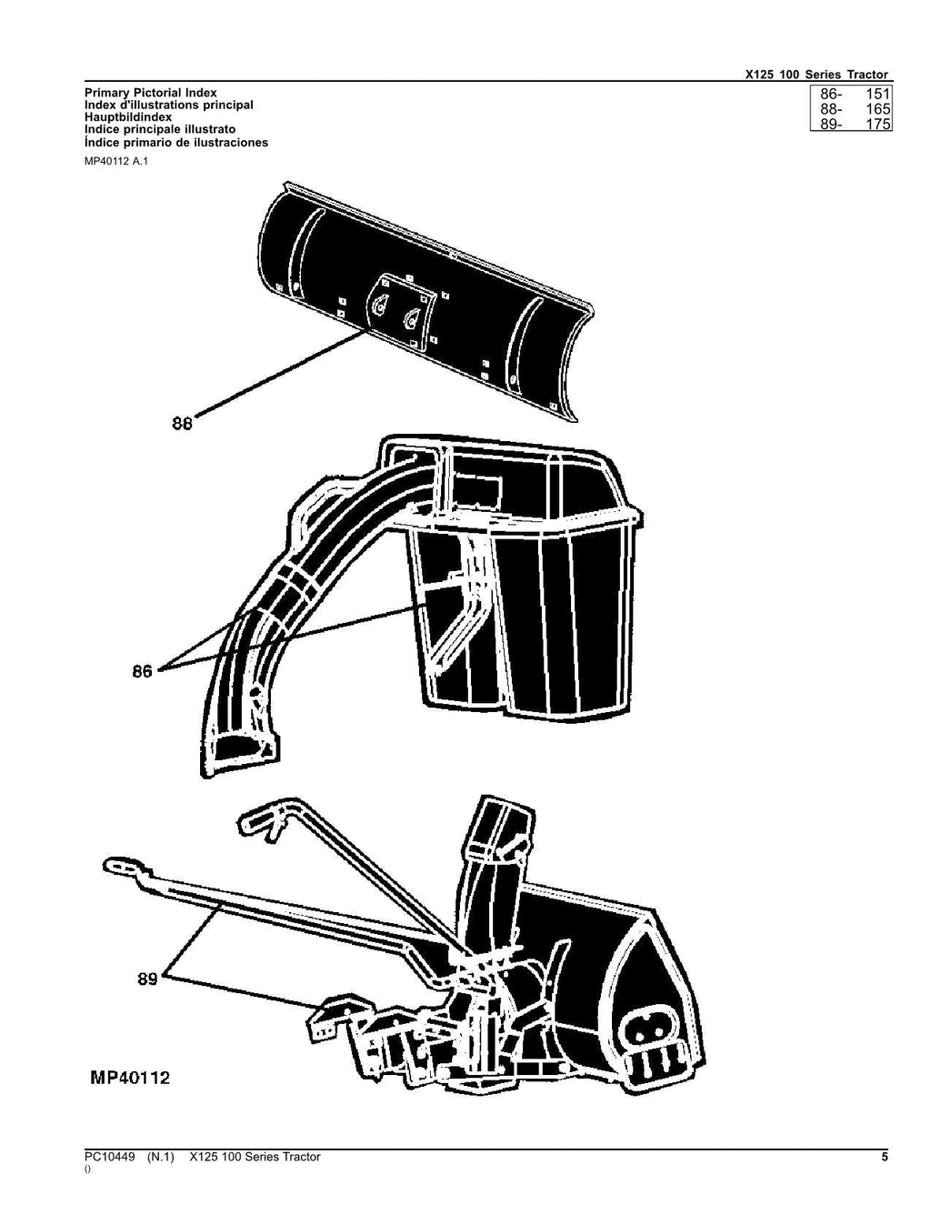 MANUAL DEL CATÁLOGO DE PIEZAS DEL TRACTOR JOHN DEERE X125