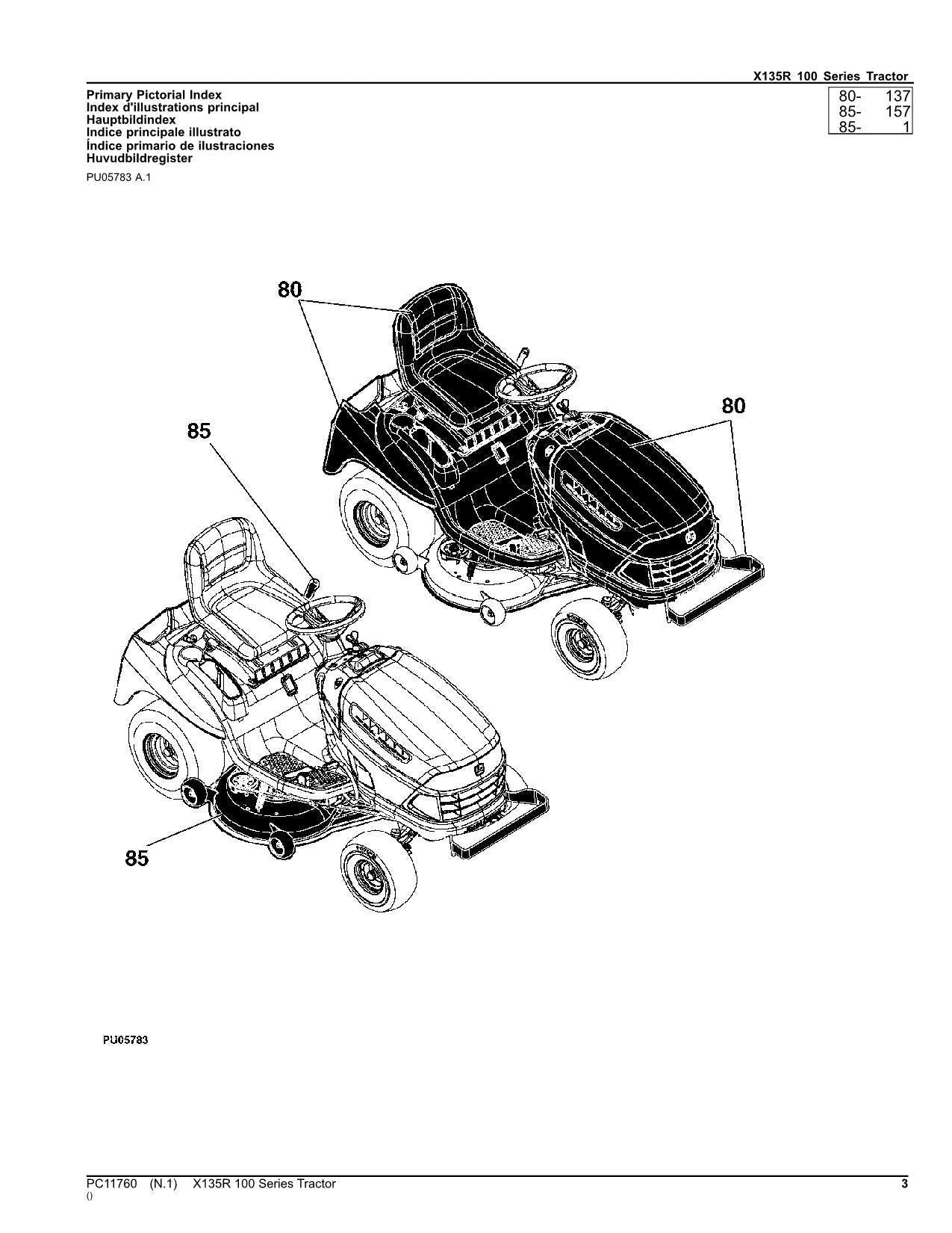 MANUAL DEL CATÁLOGO DE PIEZAS DEL TRACTOR JOHN DEERE X135R