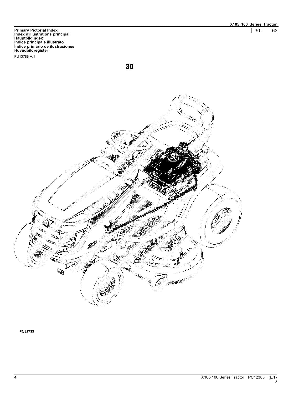 MANUAL DEL CATÁLOGO DE PIEZAS DEL TRACTOR JOHN DEERE X105