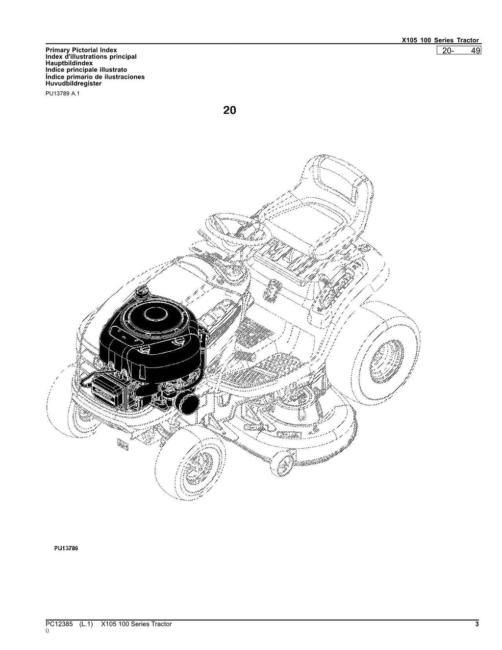 MANUAL DEL CATÁLOGO DE PIEZAS DEL TRACTOR JOHN DEERE X105