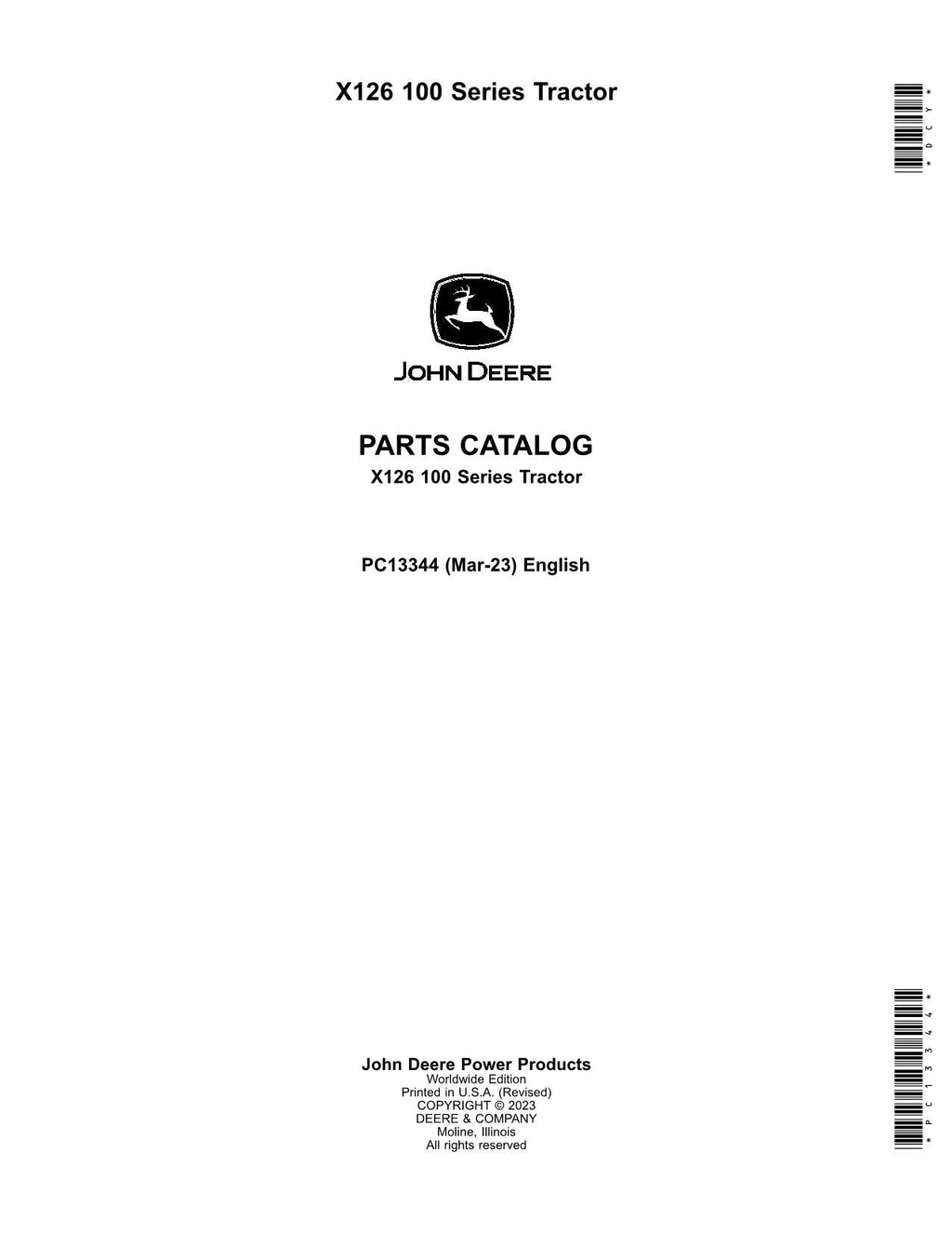 MANUAL DEL CATÁLOGO DE PIEZAS DEL TRACTOR JOHN DEERE X126