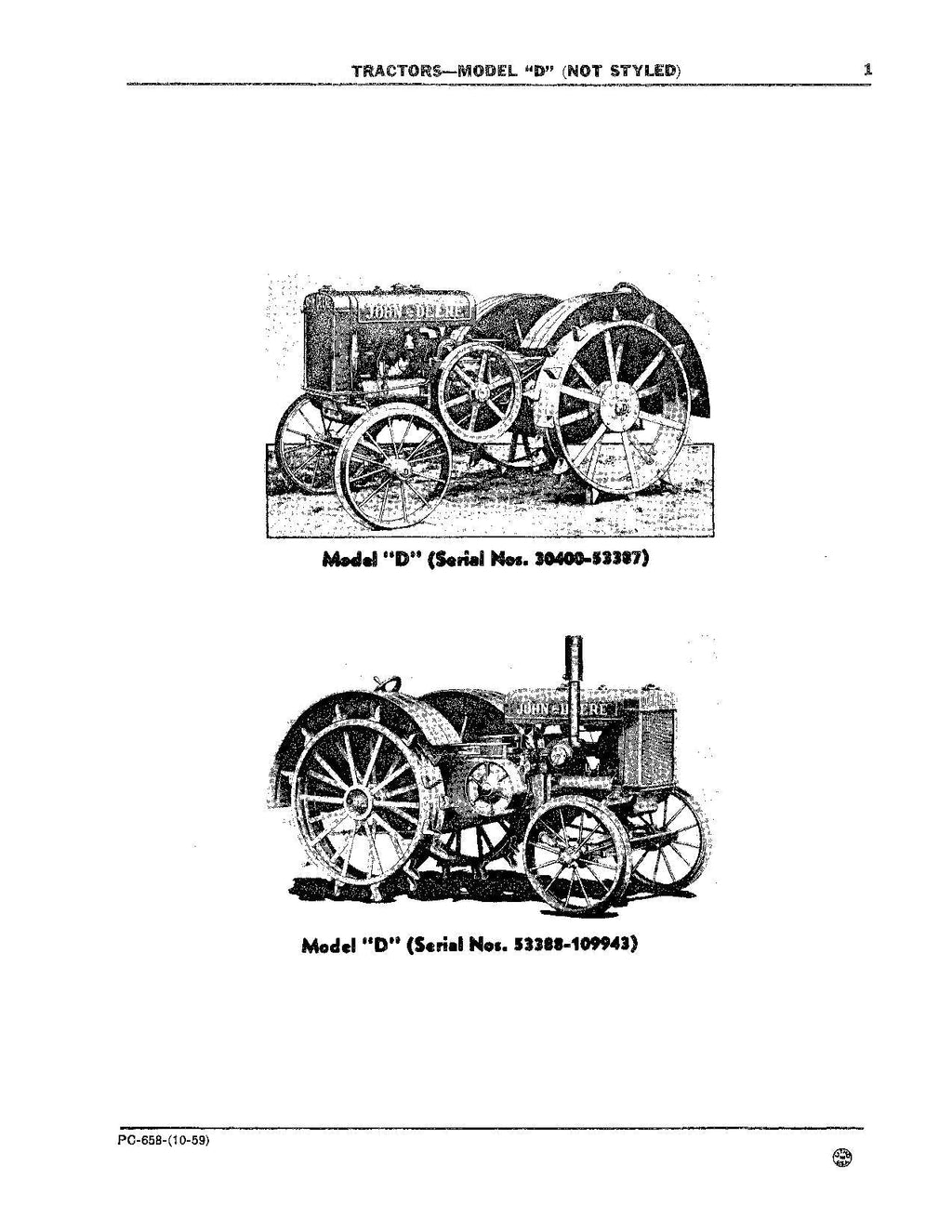 MANUAL DEL CATÁLOGO DE PIEZAS DEL TRACTOR JOHN DEERE D DI