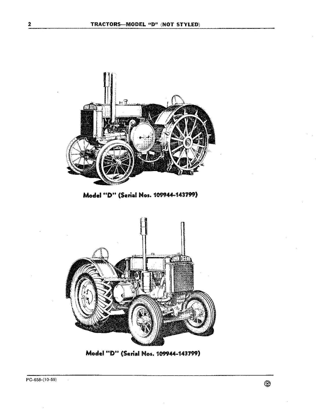 MANUAL DEL CATÁLOGO DE PIEZAS DEL TRACTOR JOHN DEERE D DI