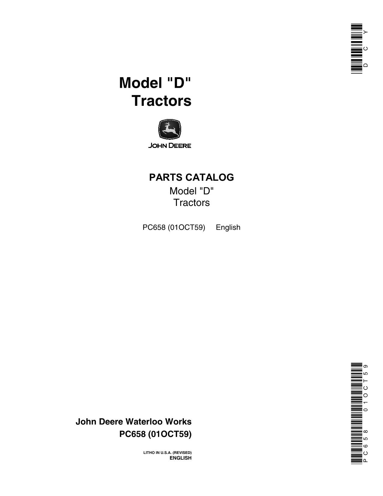 MANUAL DEL CATÁLOGO DE PIEZAS DEL TRACTOR JOHN DEERE D DI