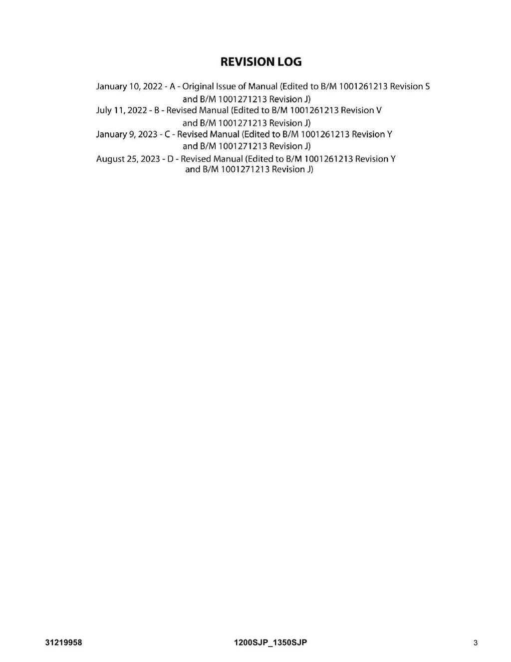 JLG 1200SJP 1350SJP Boom Lift Parts Catalog Manual  31219958