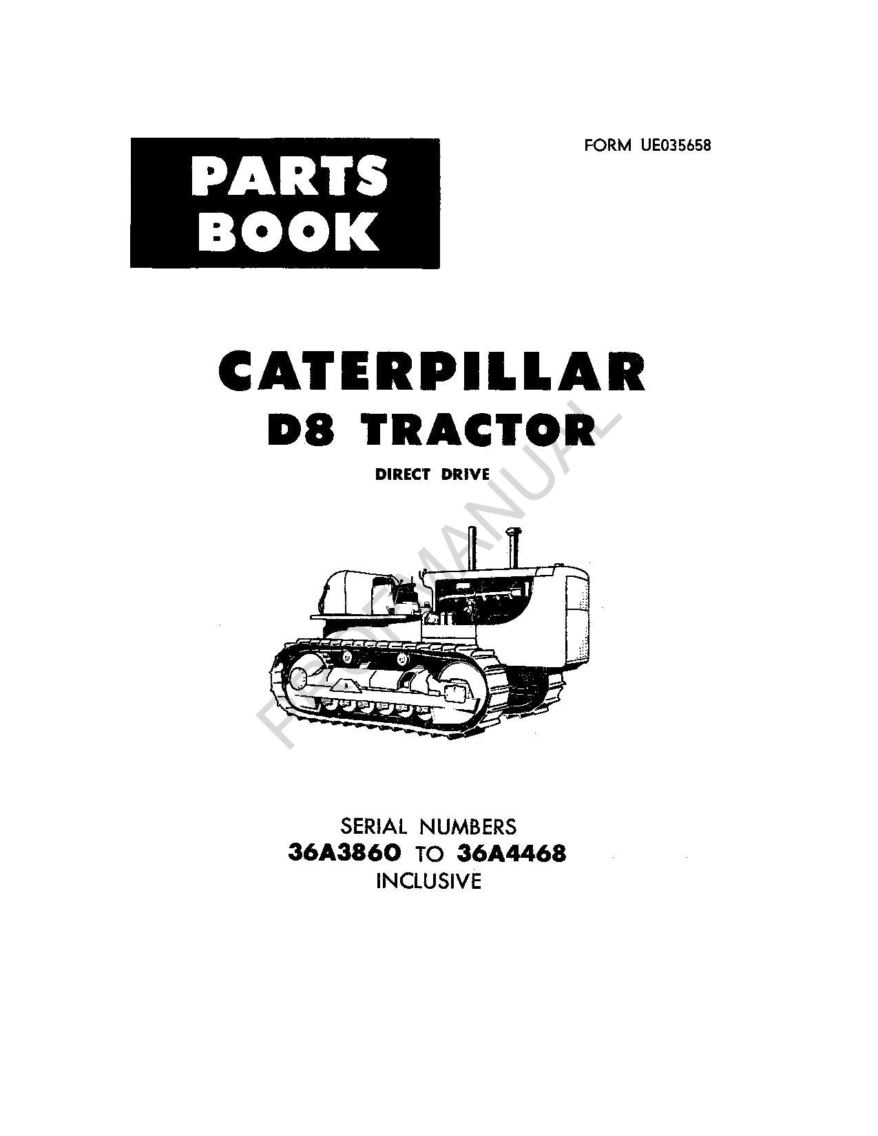 Caterpillar Cat D3 Tractor Parts Catalog Manual ser 36A3860-4468