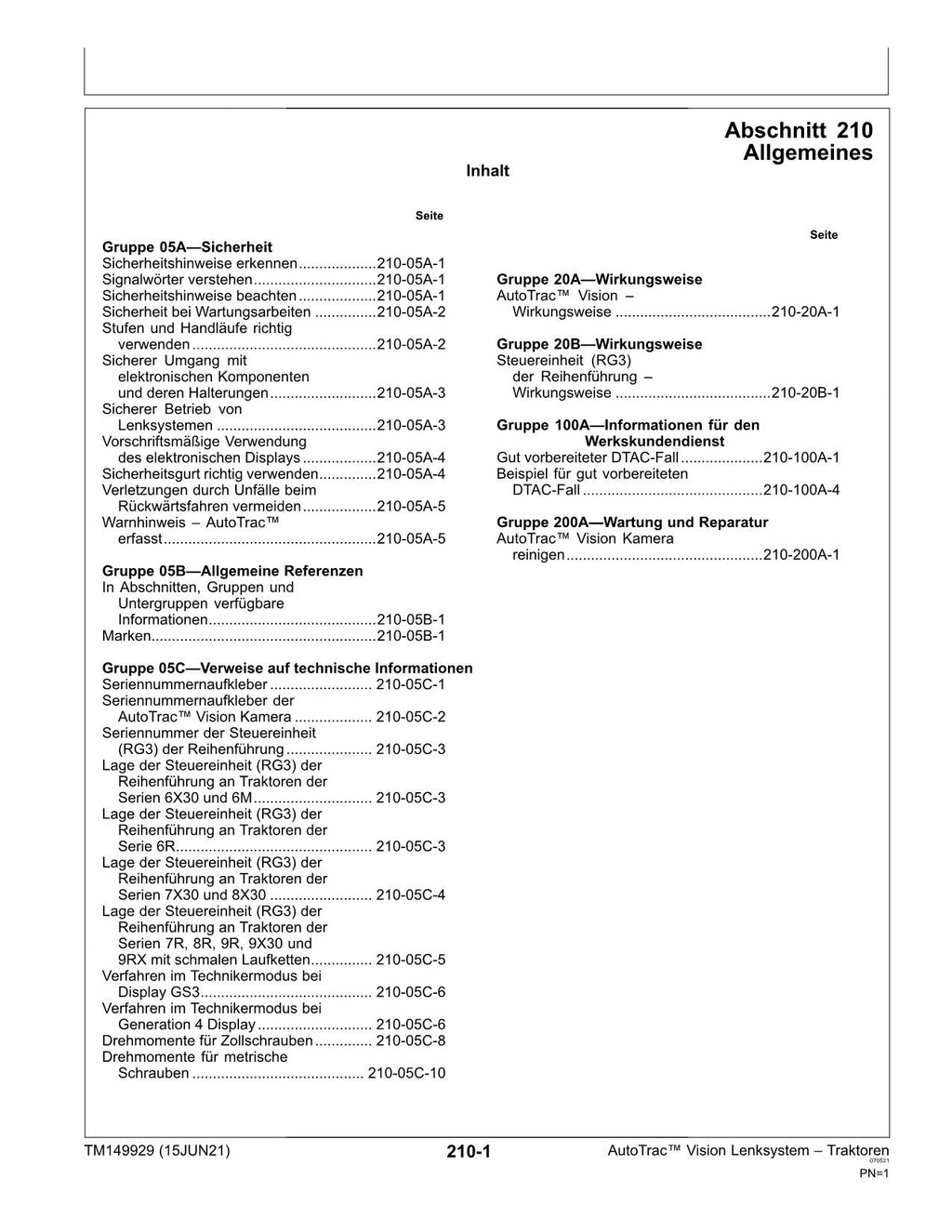 JOHN DEERE AutoTrac Vision Lenksystem TRAKTOR REPARATURHANDBUCH WERKSTATTHANDBUCH