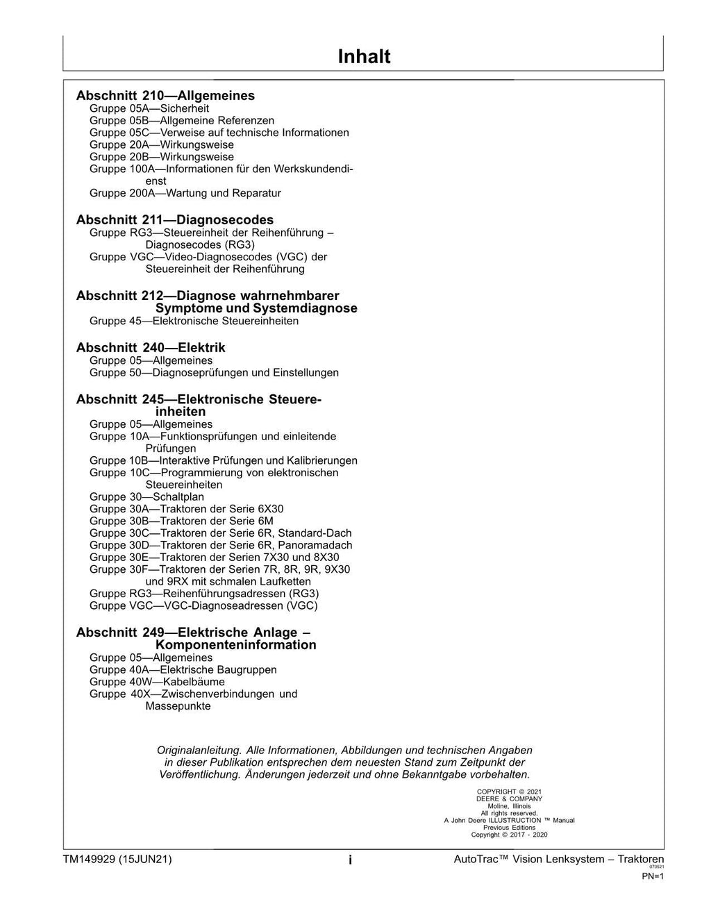 JOHN DEERE AutoTrac Vision Lenksystem TRAKTOR REPARATURHANDBUCH WERKSTATTHANDBUCH