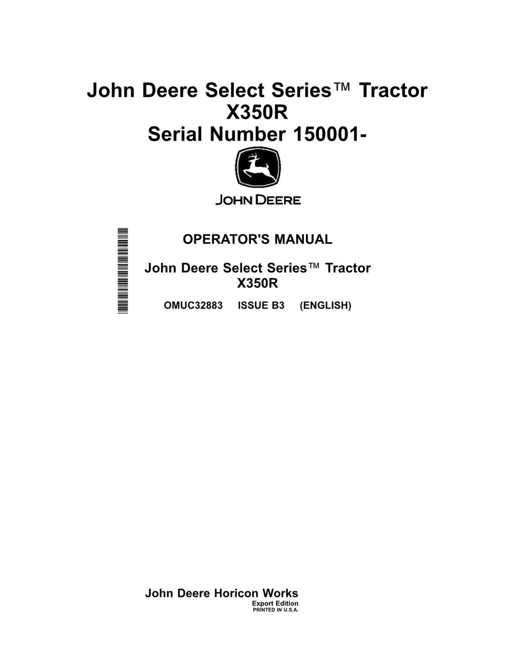 JOHN DEERE X350R TRAKTOR BETRIEBSANLEITUNG #2