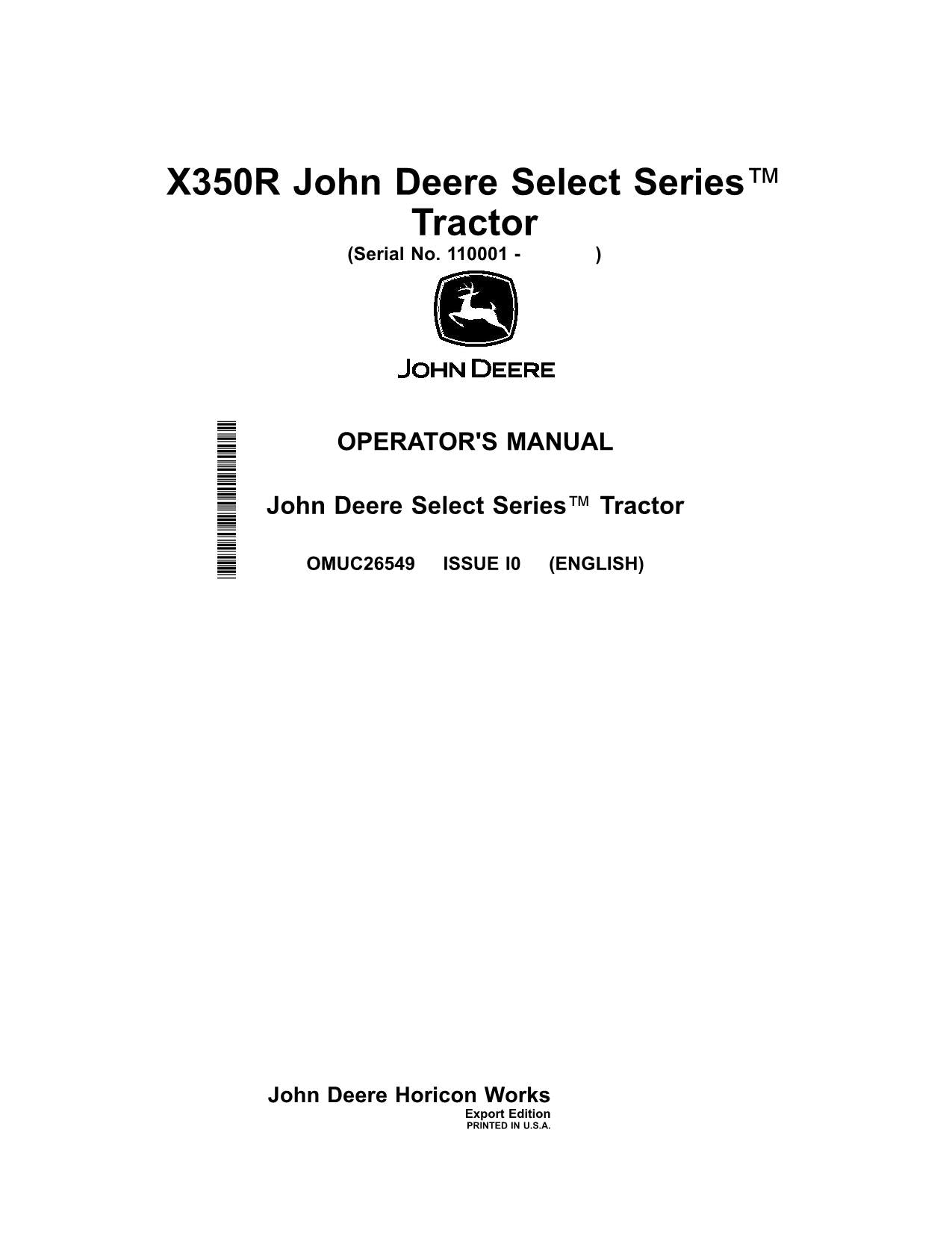 JOHN DEERE X350R TRAKTOR BETRIEBSANLEITUNG #5