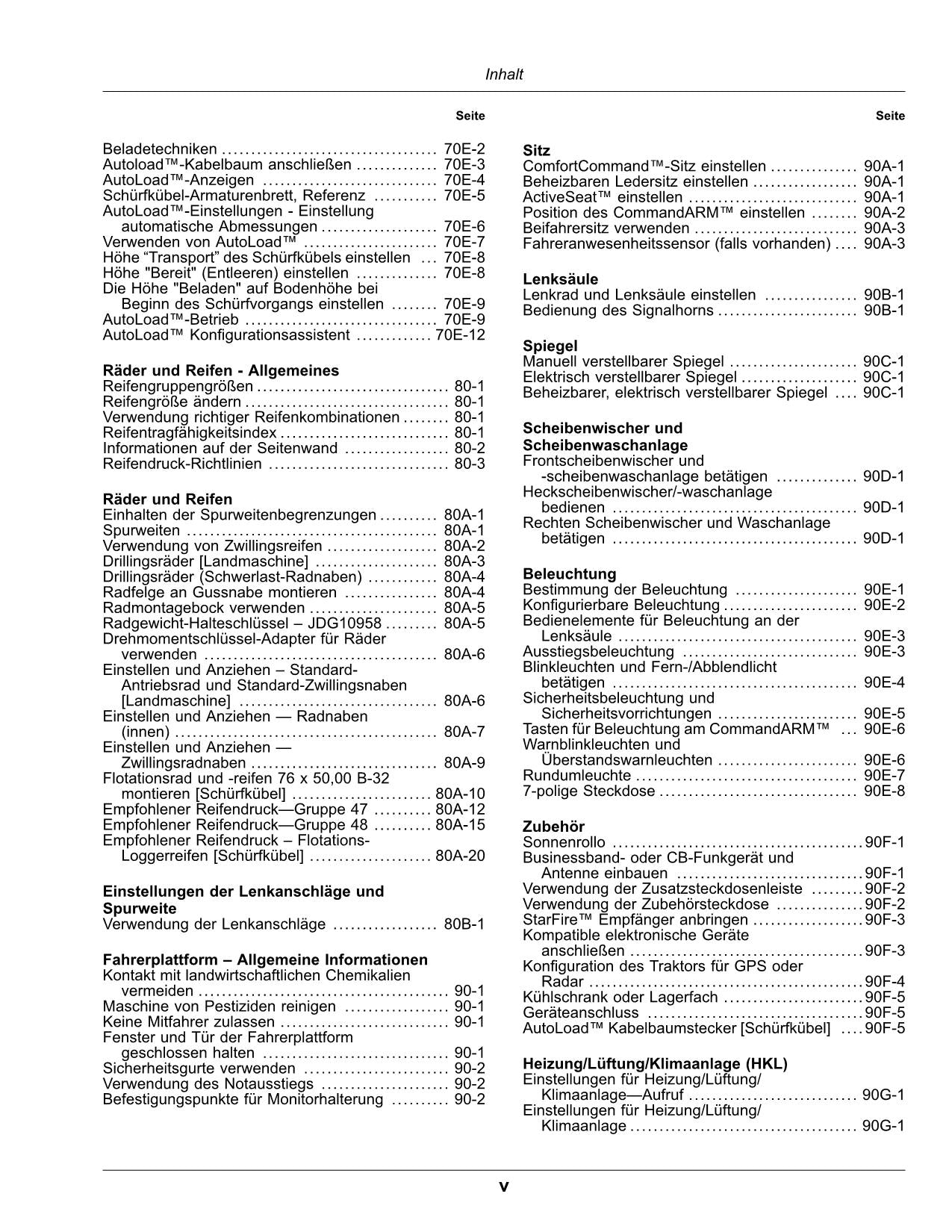 JOHN DEERE 9370R 9420R 9470R 9520R 9570R 9620R TRAKTOR BETRIEBSANLEITUNG 066001-