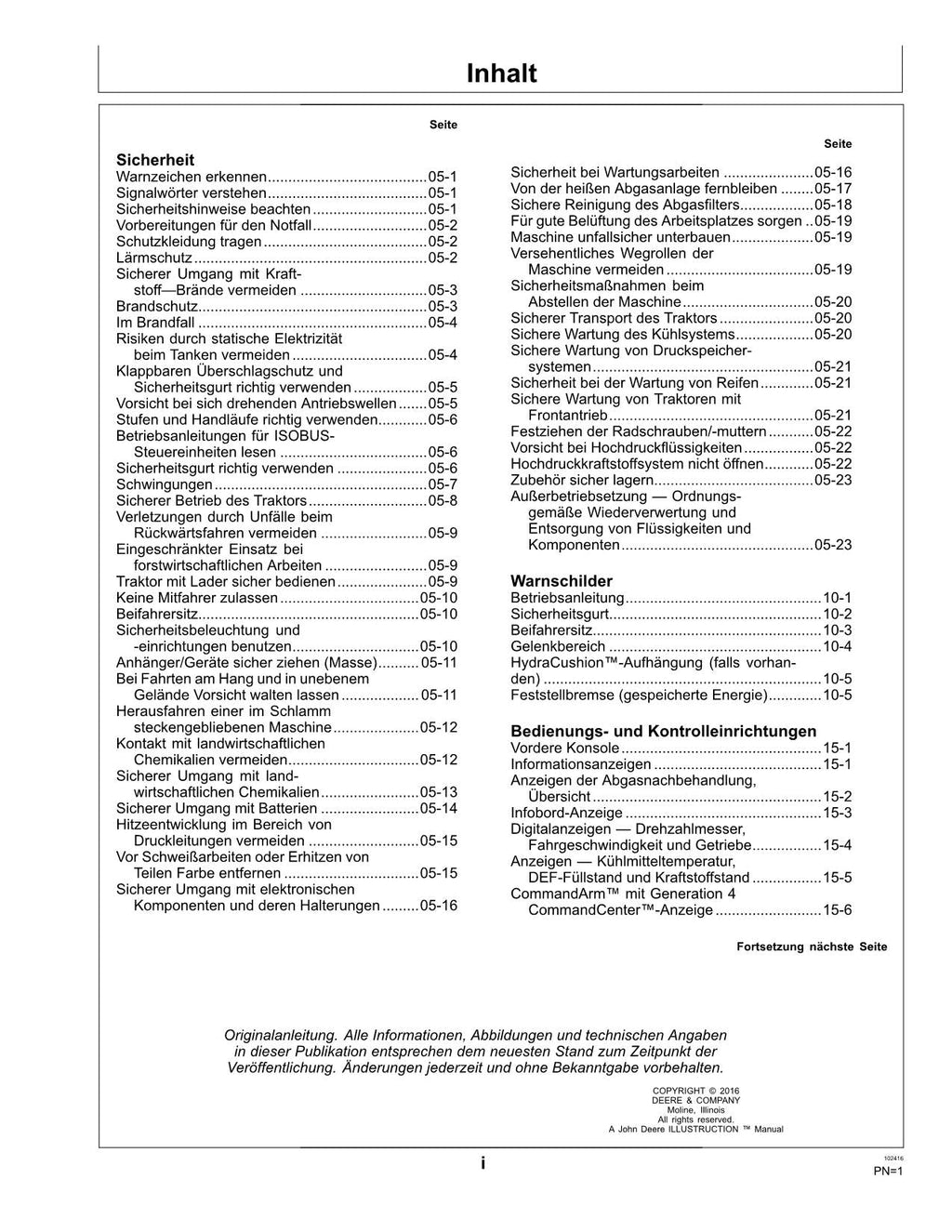 JOHN DEERE 9370R 9420R 9470R 9520R 9570R  9620R TRAKTOR BETRIEBSANLEITUNG #3