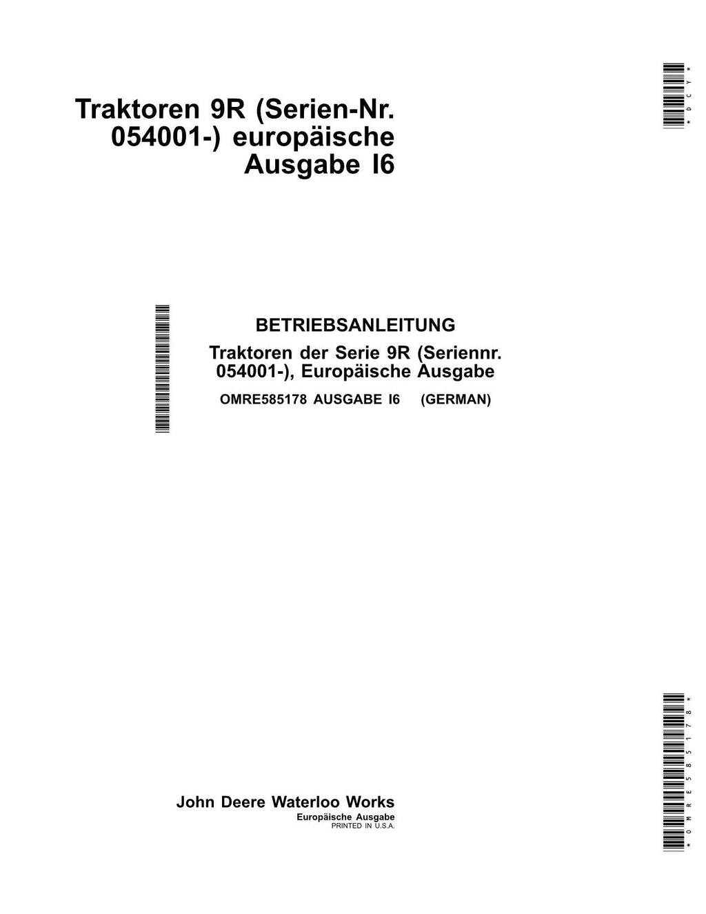 JOHN DEERE 9370R 9420R 9470R 9520R 9570R  9620R TRAKTOR BETRIEBSANLEITUNG #4