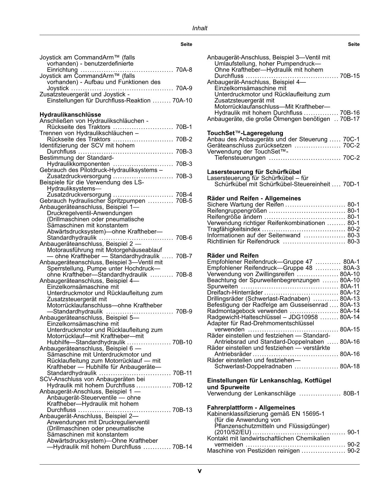 JOHN DEERE 9370R 9420R 9470R 9520R 9570R 9620R TRAKTOR BETRIEBSANLEITUNG 056001-