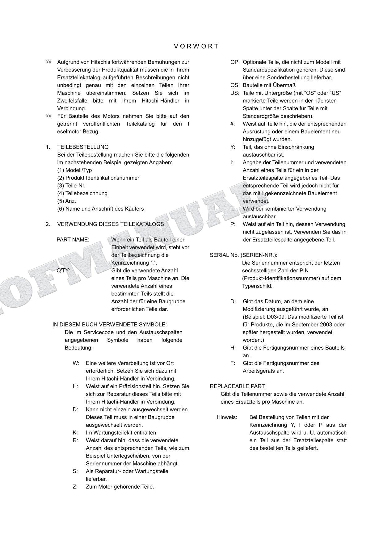 Manual del catálogo de piezas de la excavadora estándar con brazo deslizante HITACHI ZX225US ZX225USR