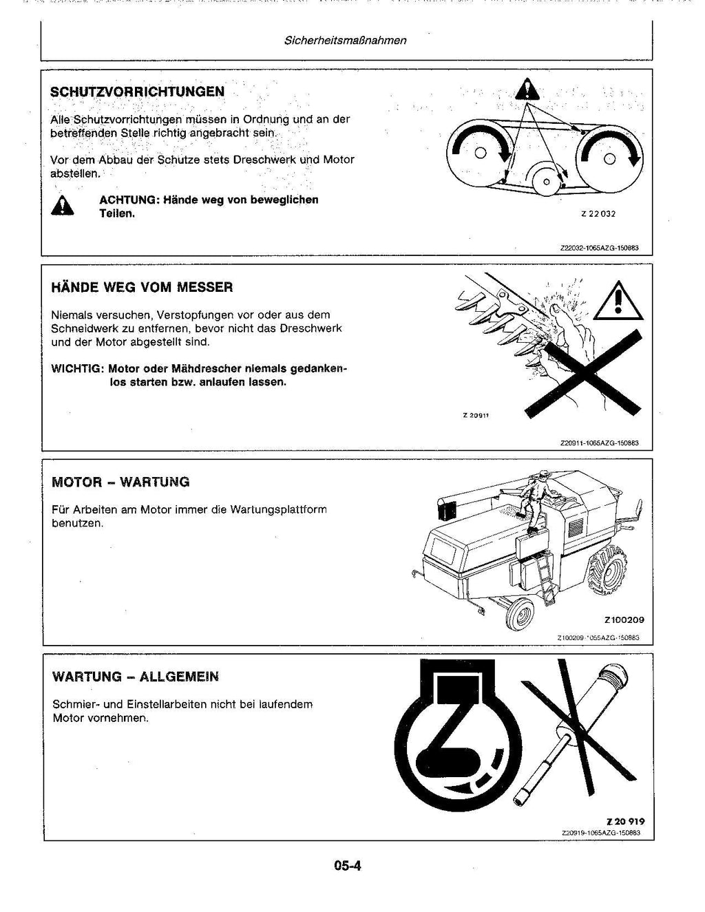John Deere 1032 1042 1052 Mähdrescher betriebsanleitung ser.047201-