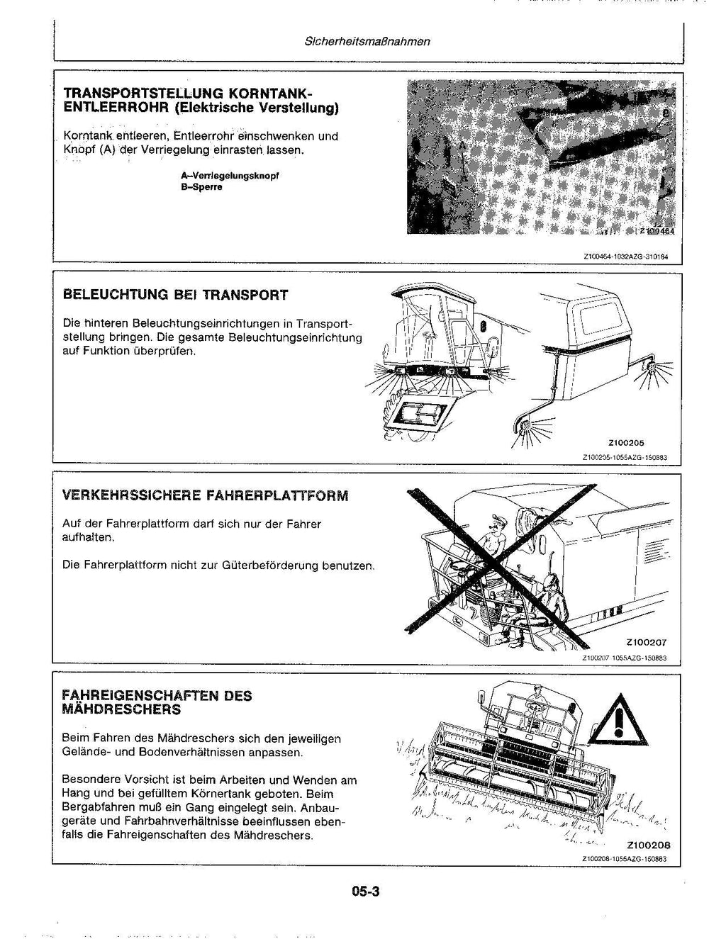 John Deere 1032 1042 1052 Mähdrescher betriebsanleitung ser.047201-