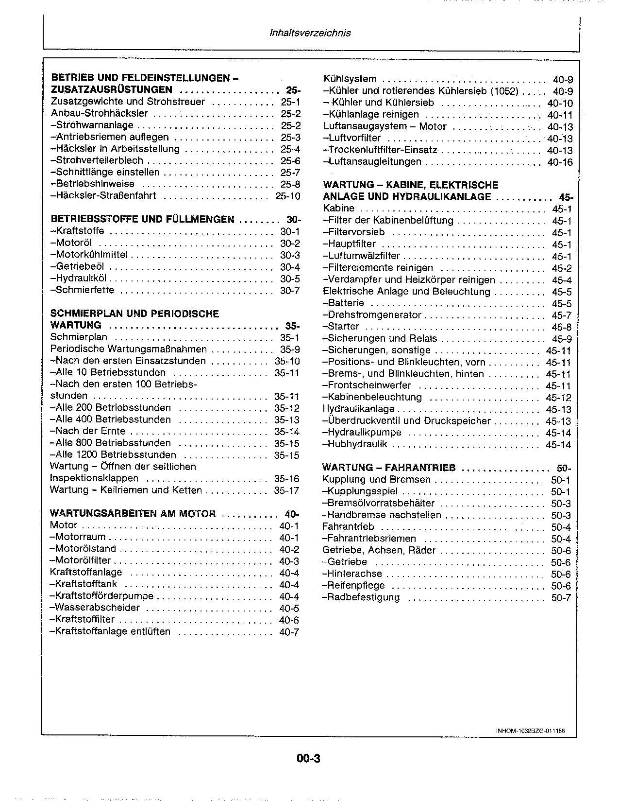 John Deere 1032 1042 1052 Mähdrescher betriebsanleitung ser.047201-