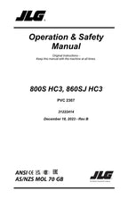 JLG 800S HC3 860SJ HC3 Boom Lift Maintenance Operation Operators Manual 31222414