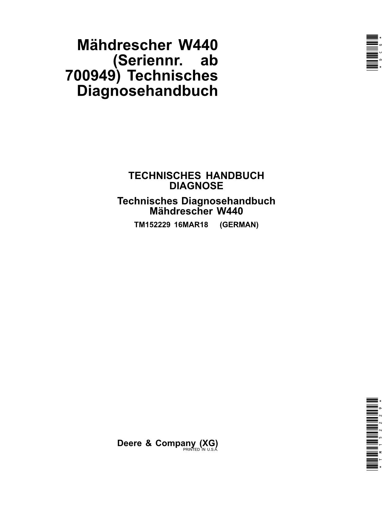 Manual de reparación de diagnóstico de mähdrescher John Deere W440