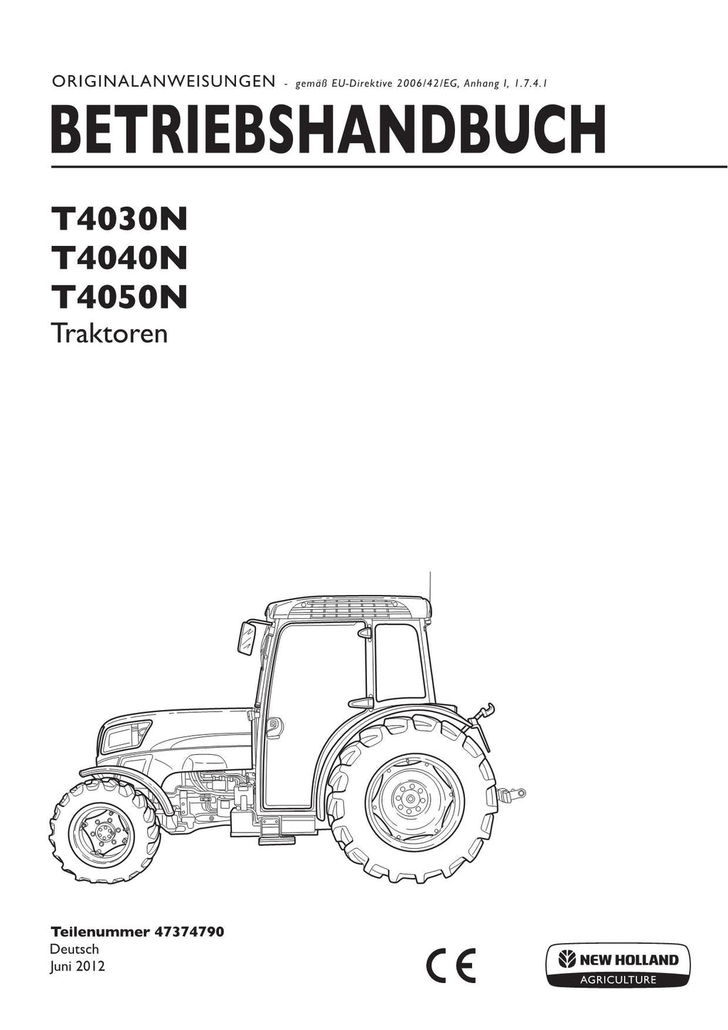 New Holland T4030N T4040N T4050N traktor betriebsanleitung