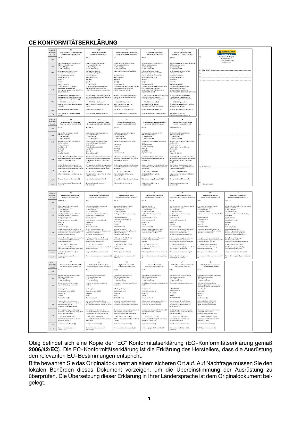 New Holland T4030N T4040N T4050N traktor betriebsanleitung