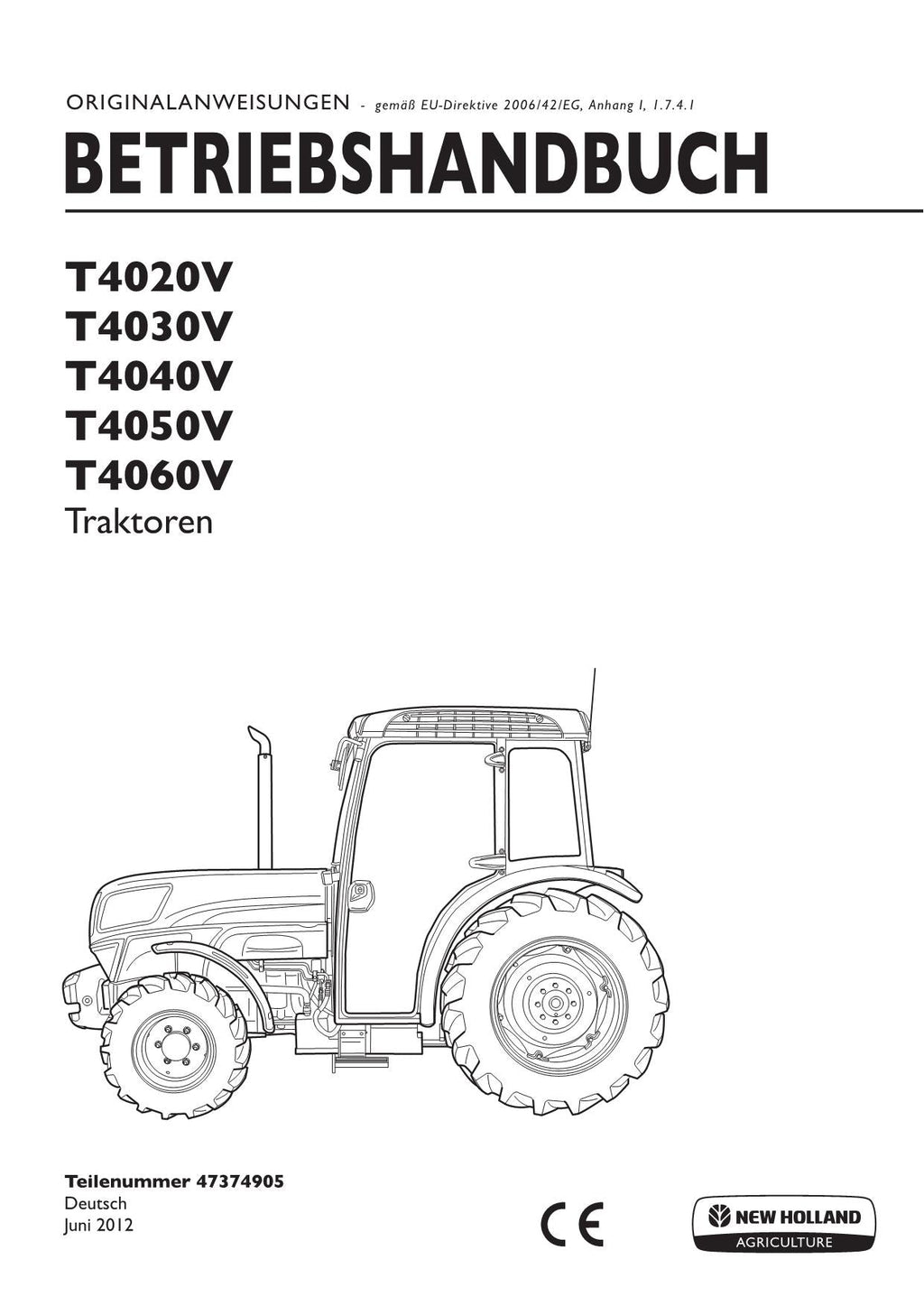 New Holland T4020V T4030V T4040V T4050V T4060V traktor betriebsanleitung #1