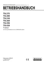 New Holland T8.275 T8.300 T8.330 T8.360 T8.390 T8.420 traktor betriebsanleitung