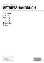 New Holland T7.165S T7.175 T7.190 T7.210 IV traktor betriebsanleitung