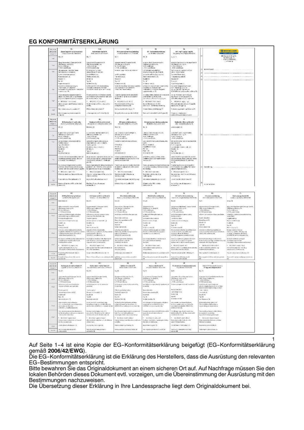 New Holland T6030 T6050 T6070 T6080 T6090 traktor betriebsanleitung 84471858