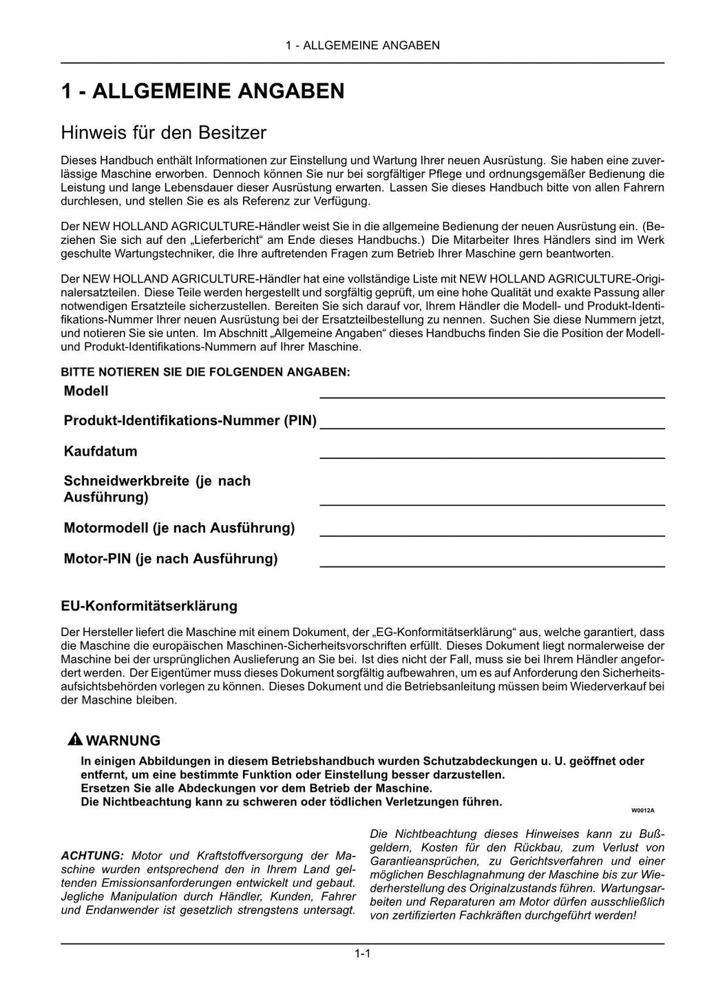 New Holland BOOMER 30 35 traktor betriebsanleitung