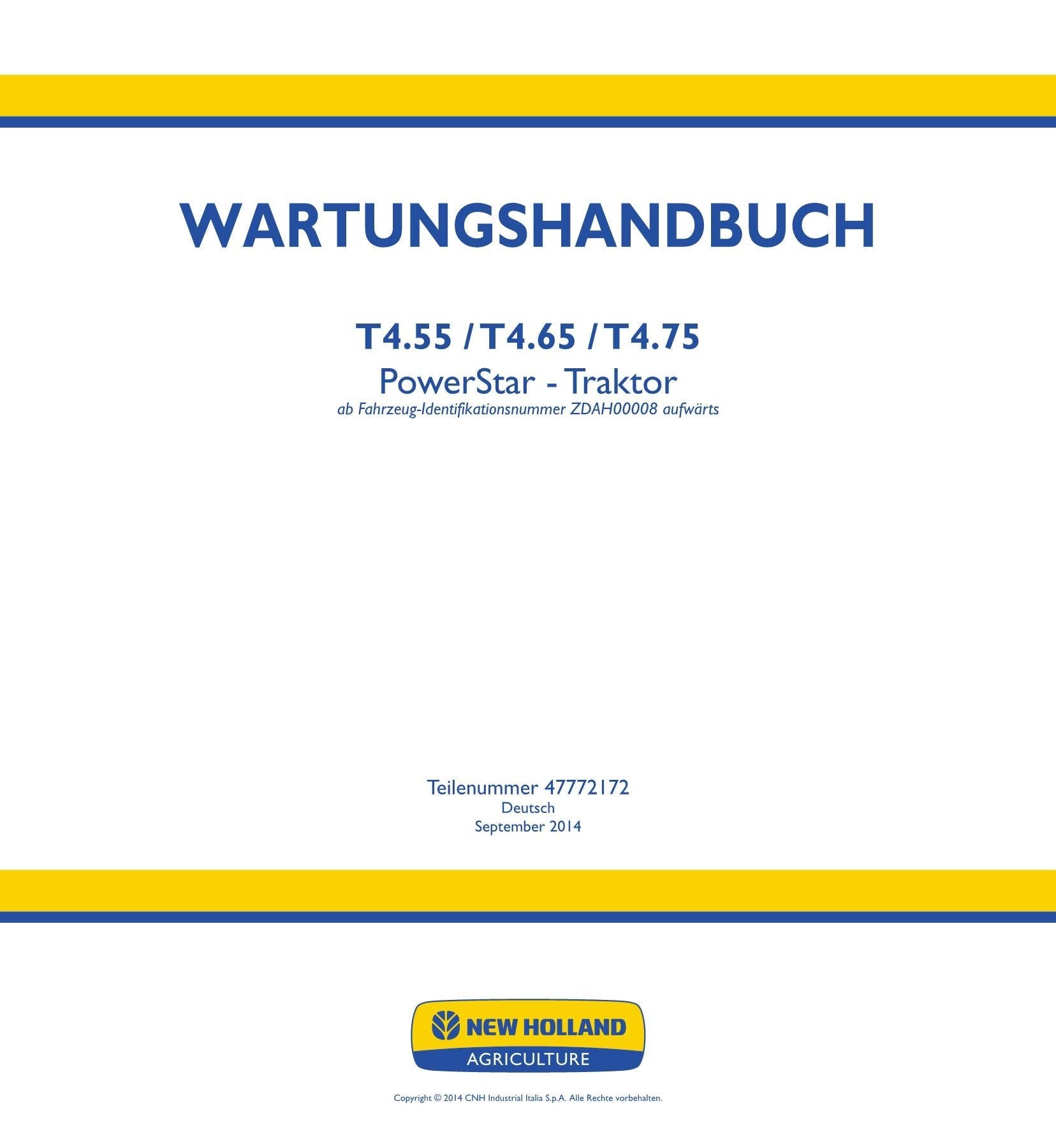 NEW HOLLAND T4.55 T4.65 T4.75 TRAKTOR REPARATURHANDBUCH #1
