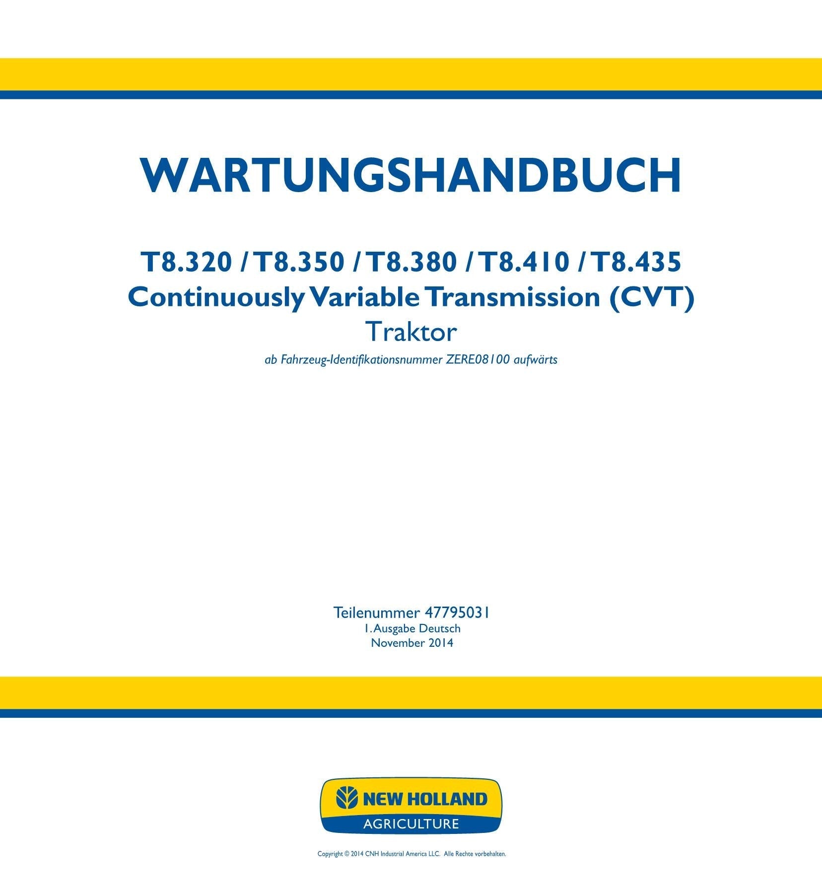 NEW HOLLAND T8.320 T8.350 T8.380 T8.410 T8.435 TRAKTOR REPARATURHANDBUCH #1