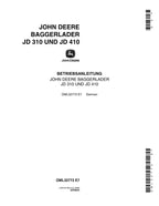JOHN DEERE BAGGERLADER JD 310 JD 410 BETRIEBSANLEITUNG