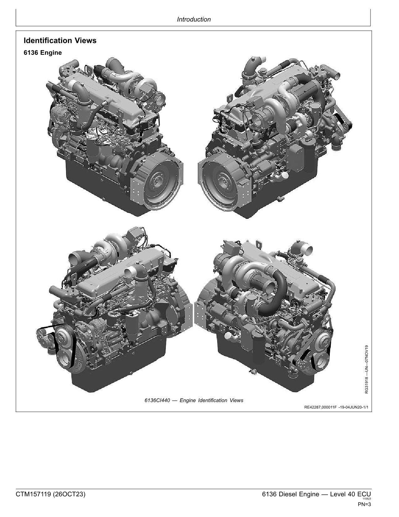 John Deere 6136 Engine Level 40 ECU REPAIR SERVICE TECHNICAL MANUAL CTM157119