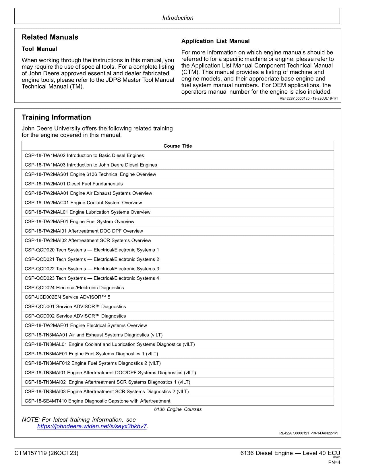 John Deere 6136 Engine Level 40 ECU REPAIR SERVICE TECHNICAL MANUAL CTM157119