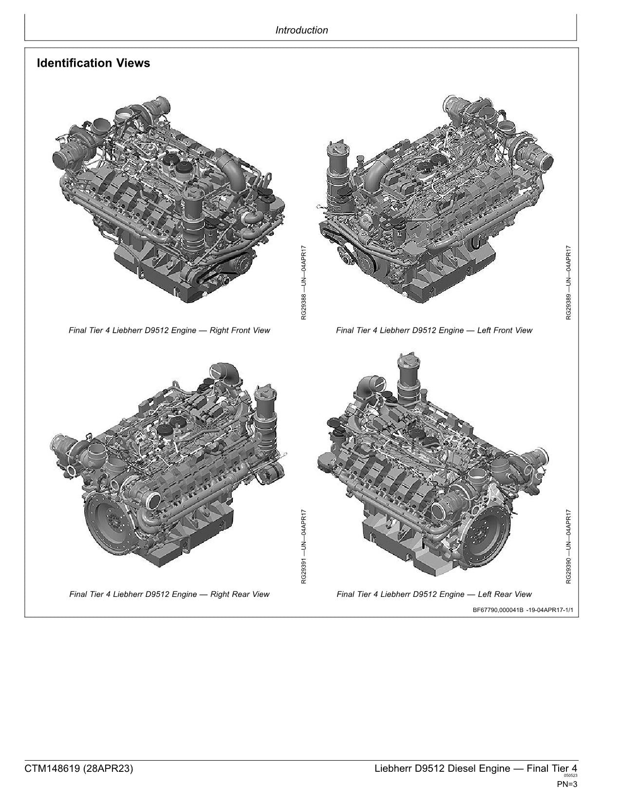John Deere Liebherr D9512 Engine Final Tier 4 REPAIR SERVICE MANUAL CTM148619