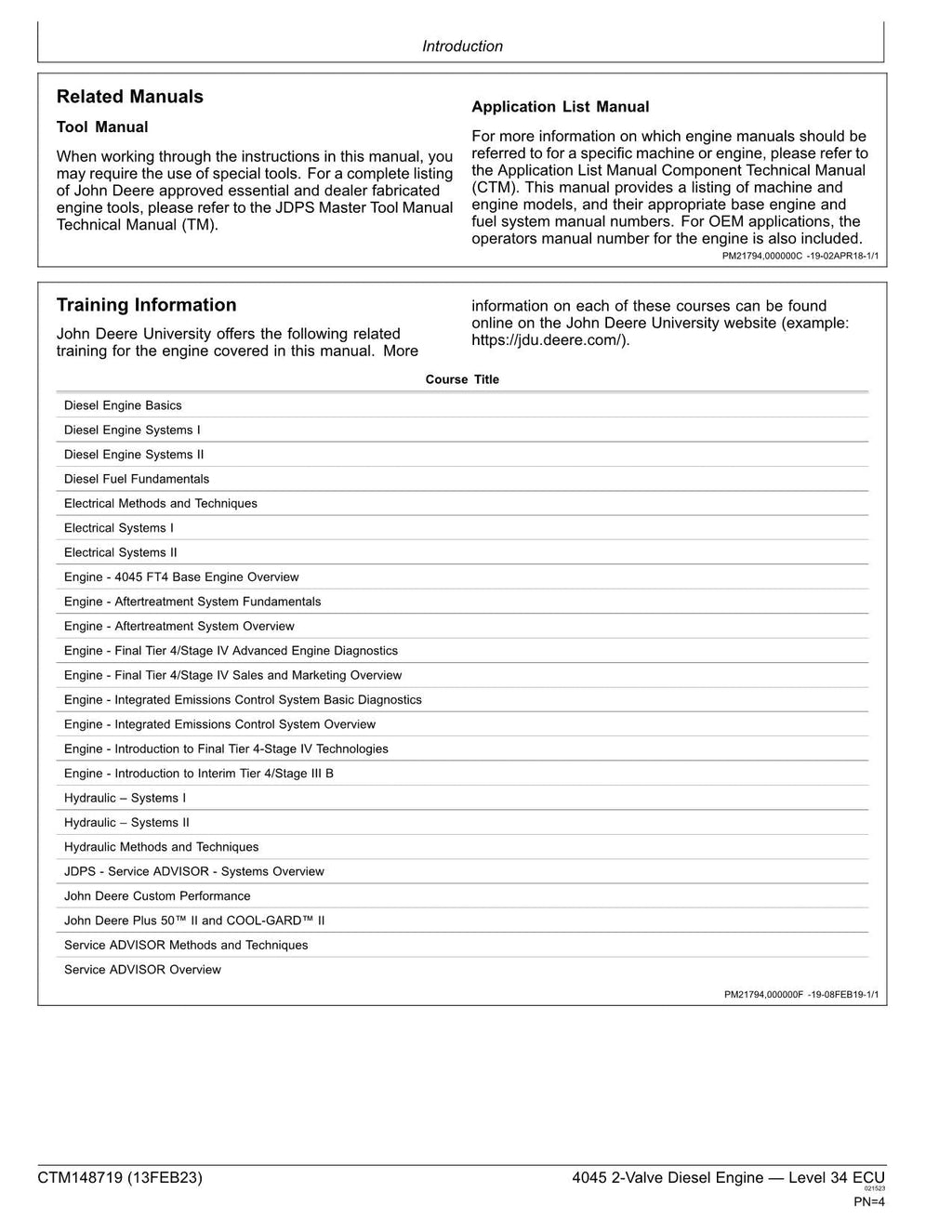 Manual de servicio de la ECU del motor John Deere 4045 de 2 válvulas, nivel 34, en todo el mundo