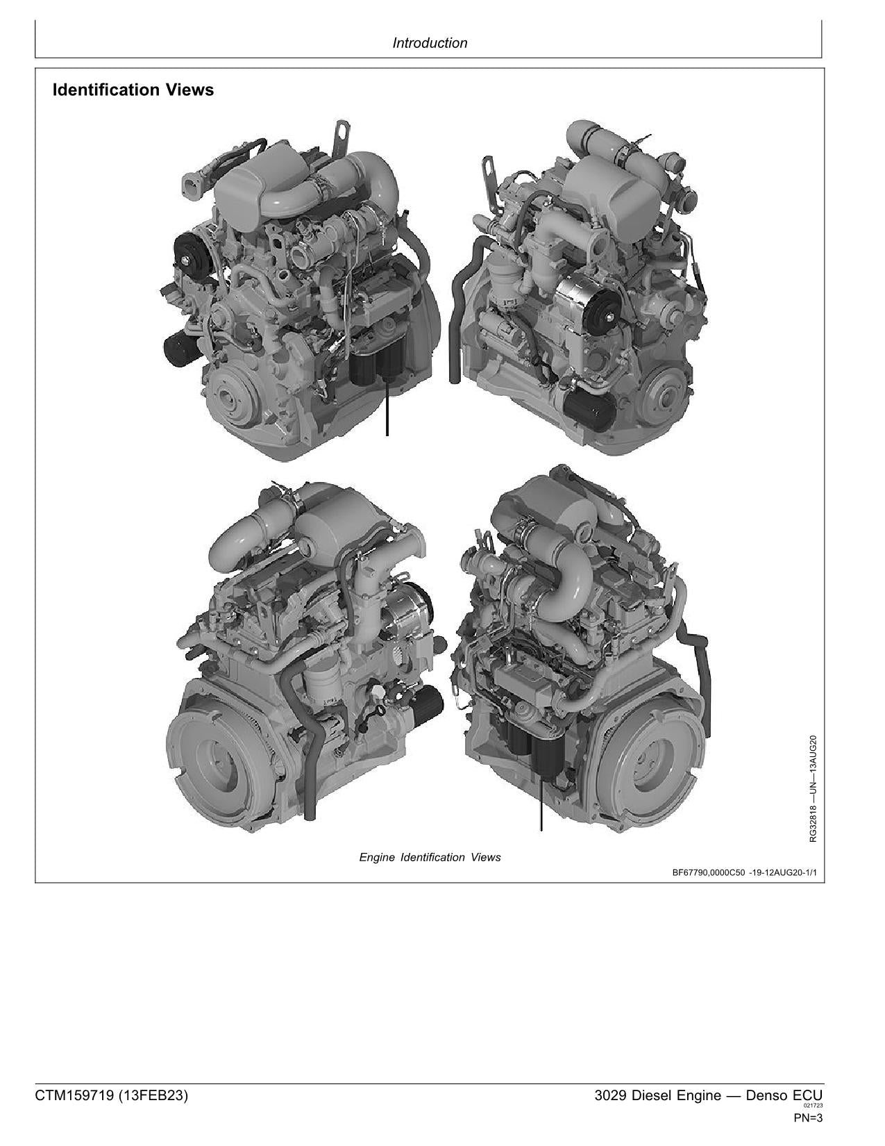 Manual técnico de reparación y servicio de la ECU del motor John Deere 3029 Denso CTM159719